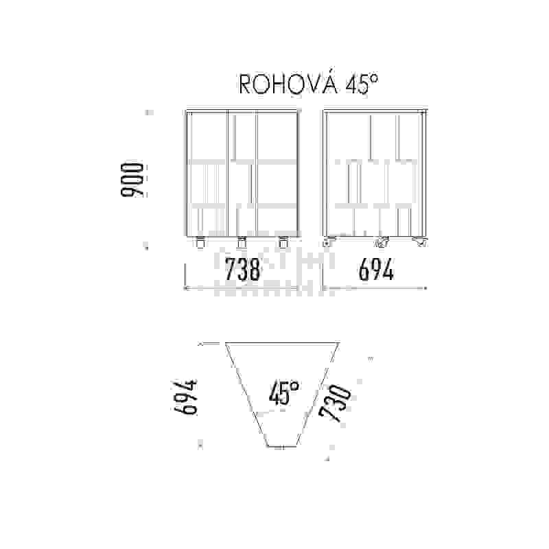 Neutrální rohový modul 45 NE 45°