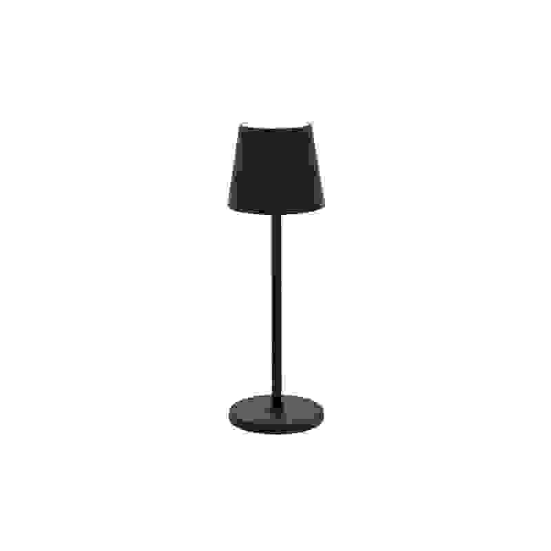 Akumulátorová stolní lampička se stmíváním, kulatý klobouček, černá