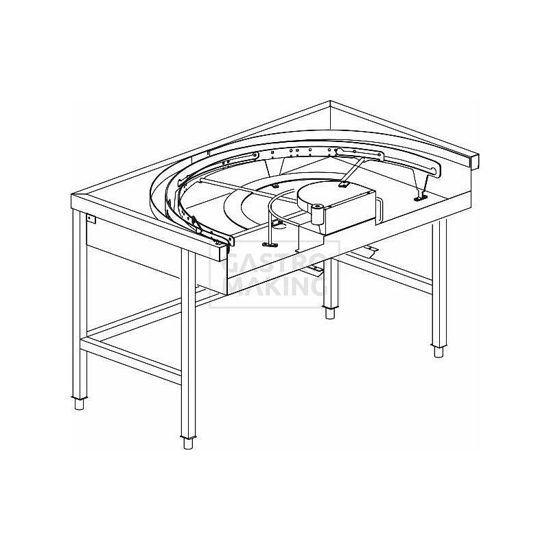 Stůl rohový 180° mechanizovaný 850 x 1500 x 850 mm