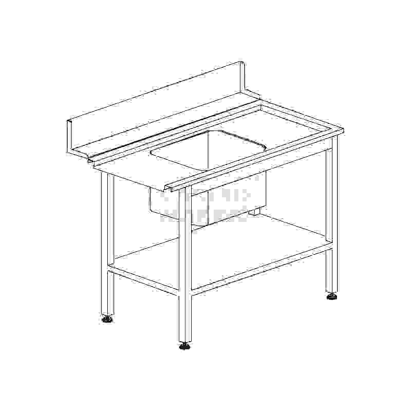 Stůl vstupní s dřezem s policí 1200 x 730 x 850 mm