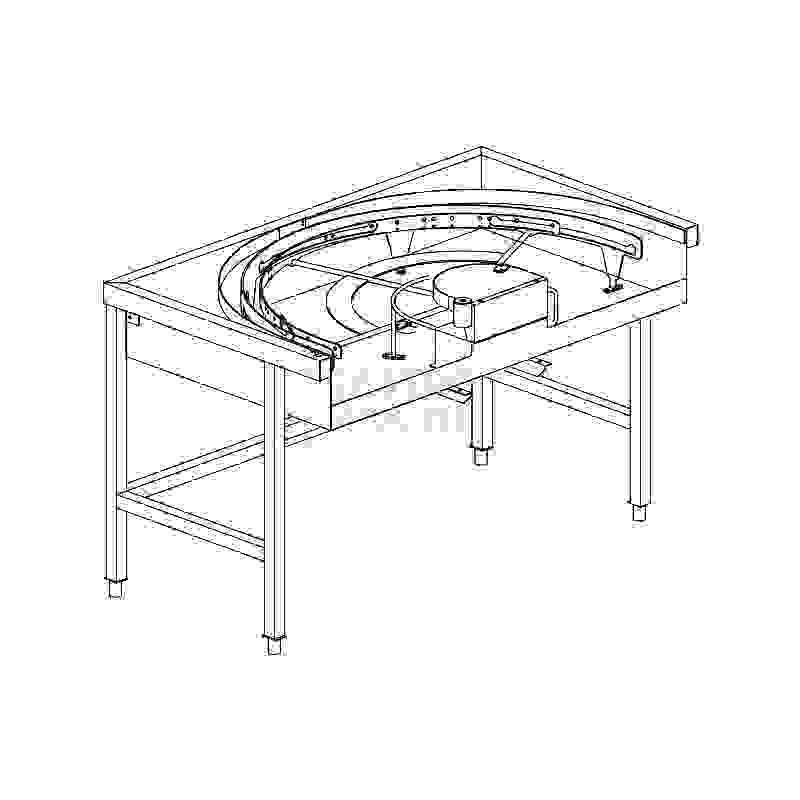 Stůl rohový 180° mechanizovaný 850 x 1500 x 850 mm